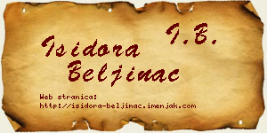 Isidora Beljinac vizit kartica